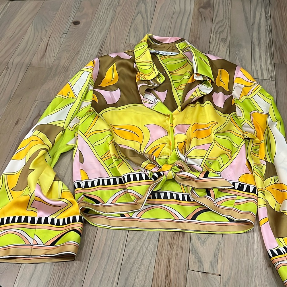 Zara printed silky top